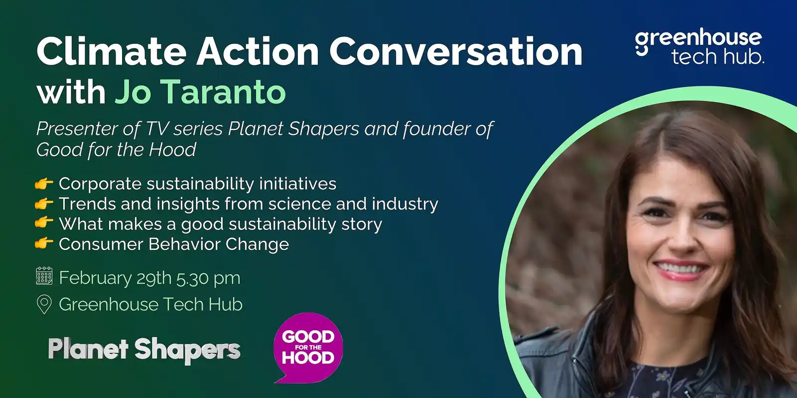 Climate Action Conversation with Jo Taranto – Greenhouse Night