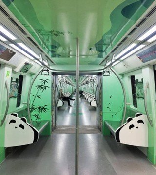 Chengdu Rail Car Interior - Panda Bears Characters